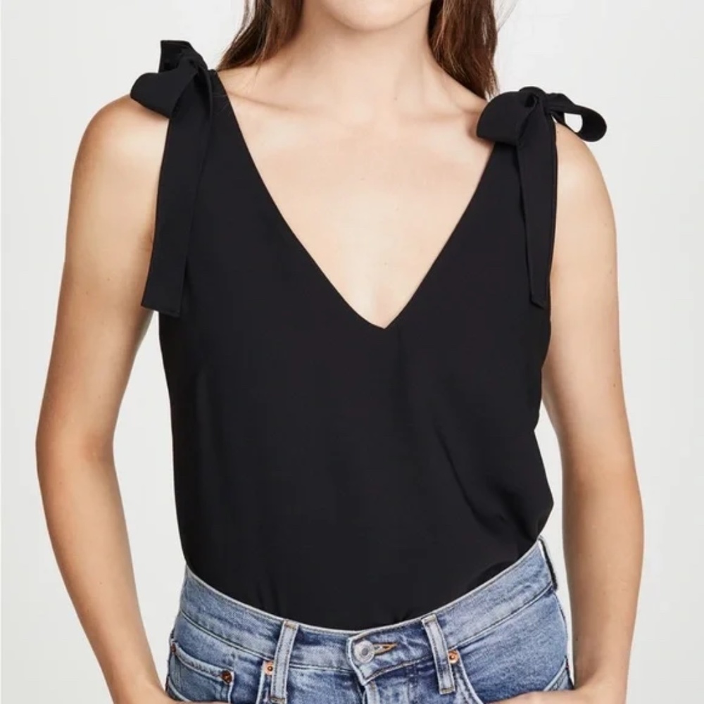 AMANDA UPRICHARD Shoulder-tie V-neck Top In Black/ $ 150